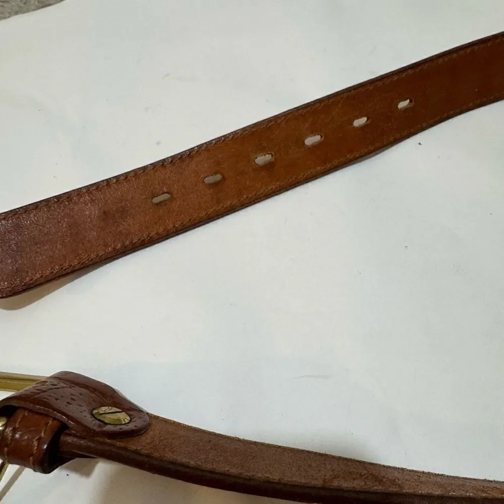 Rifle Leather Belt Company Rifle Italy RARE Vintage Leather croc Brown size M